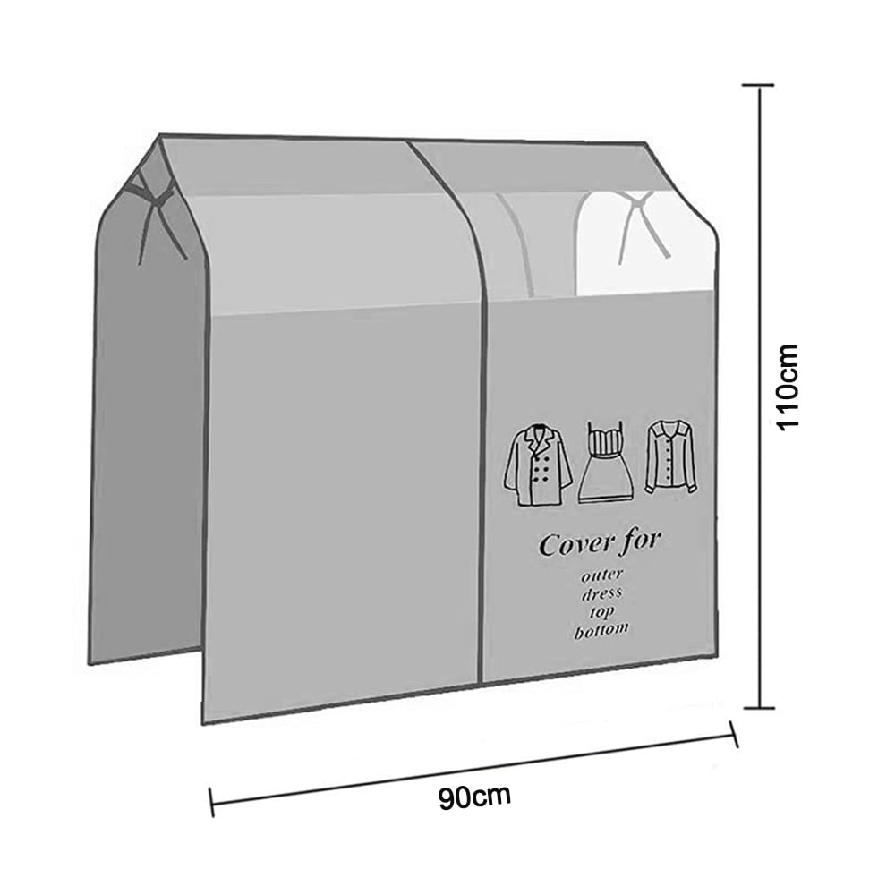 Dustproof Clothes Rack Cover Expandable Hanging Closet Cover Shoulder Dust Cover Clothes Protector for Coats Suits Dresses Grey — image 5