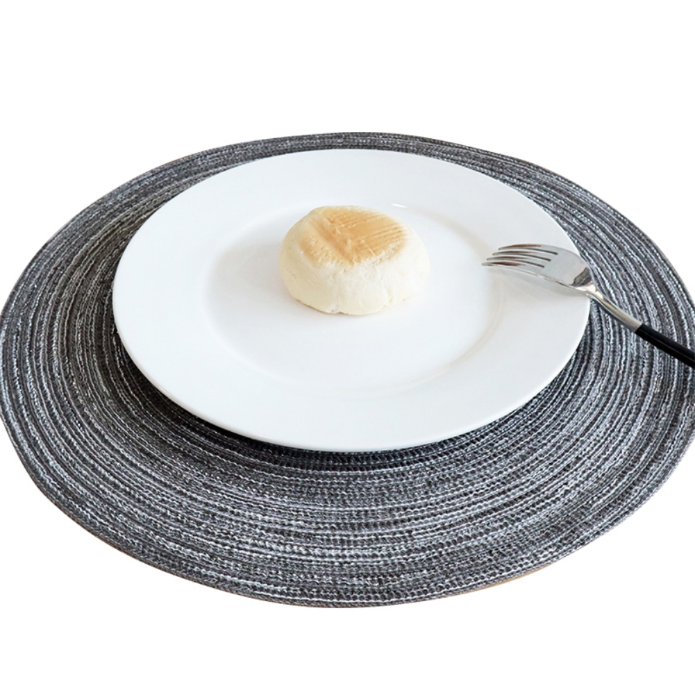Round Placemats Set of 4, Cotton Woven Placemat Heat-Resistant Non-Slip Washable Table Mats for Dining Table 14 Inch, Blue Gray — image 2