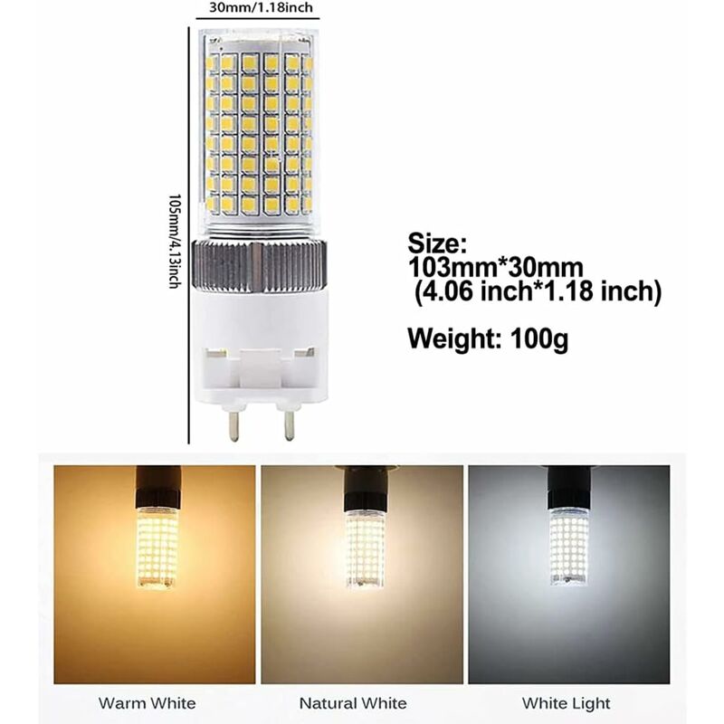 G12 LED Bulb 16W Natural White, Bi-Pin Corn Bulb, 4000K 1600 Lumen Ceiling Light Floodlight For Home Street Garage — image 2