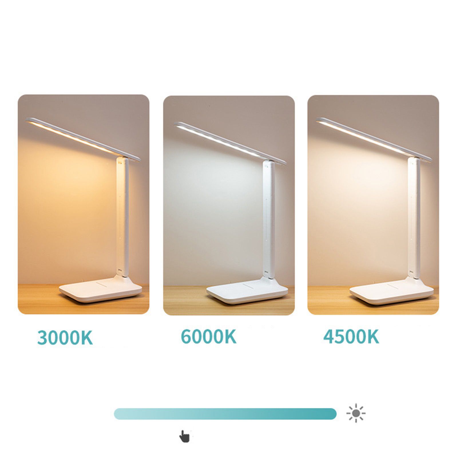 Table Lamp Eye Protection Touch Dimming Plug In 180 Degree Flip Folding Stand Design LED Learning Desk Lamp — image 3