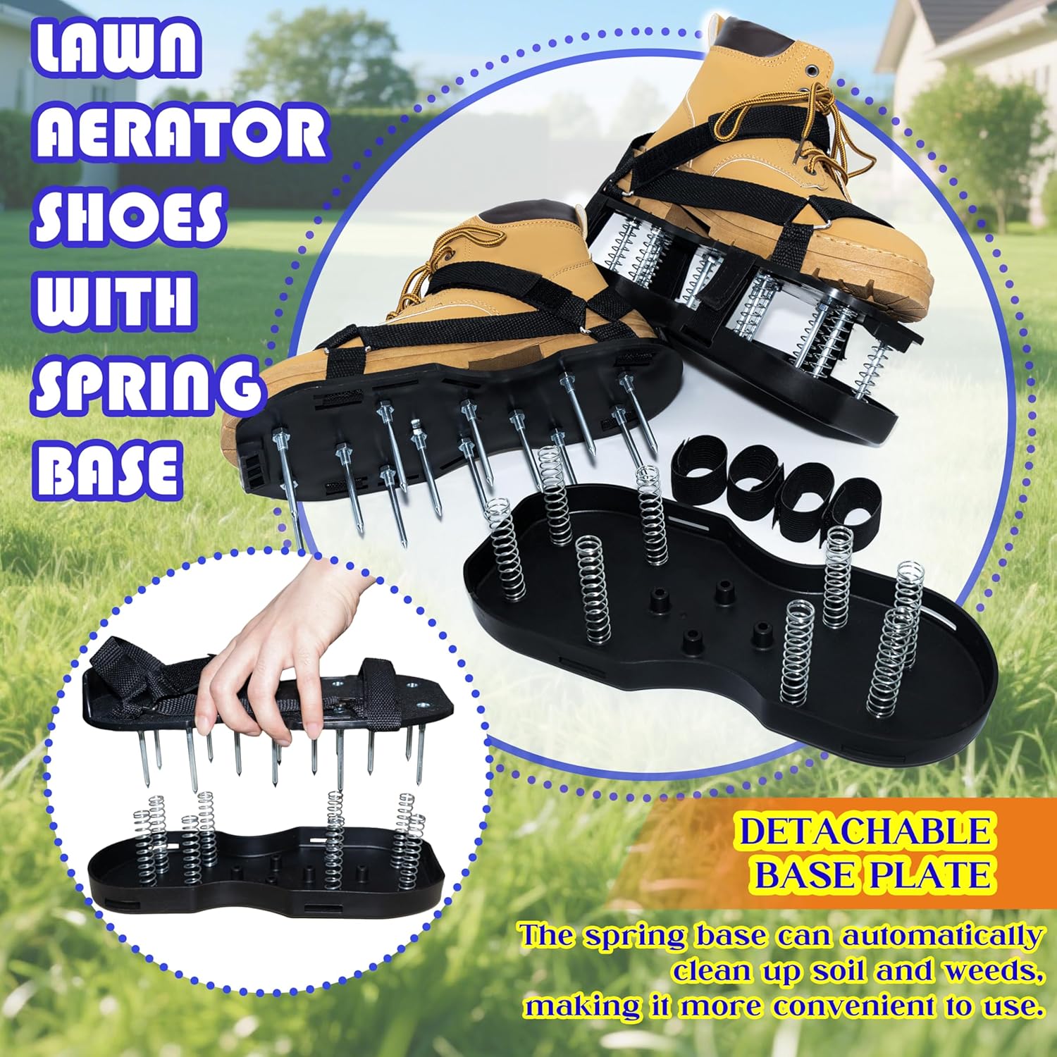 Lawn Aerator Shoes with Spring Base & Spikes: Adjustable Strap, Double-Layer Design for Healthy Lawns in Australian Gardens — image 3