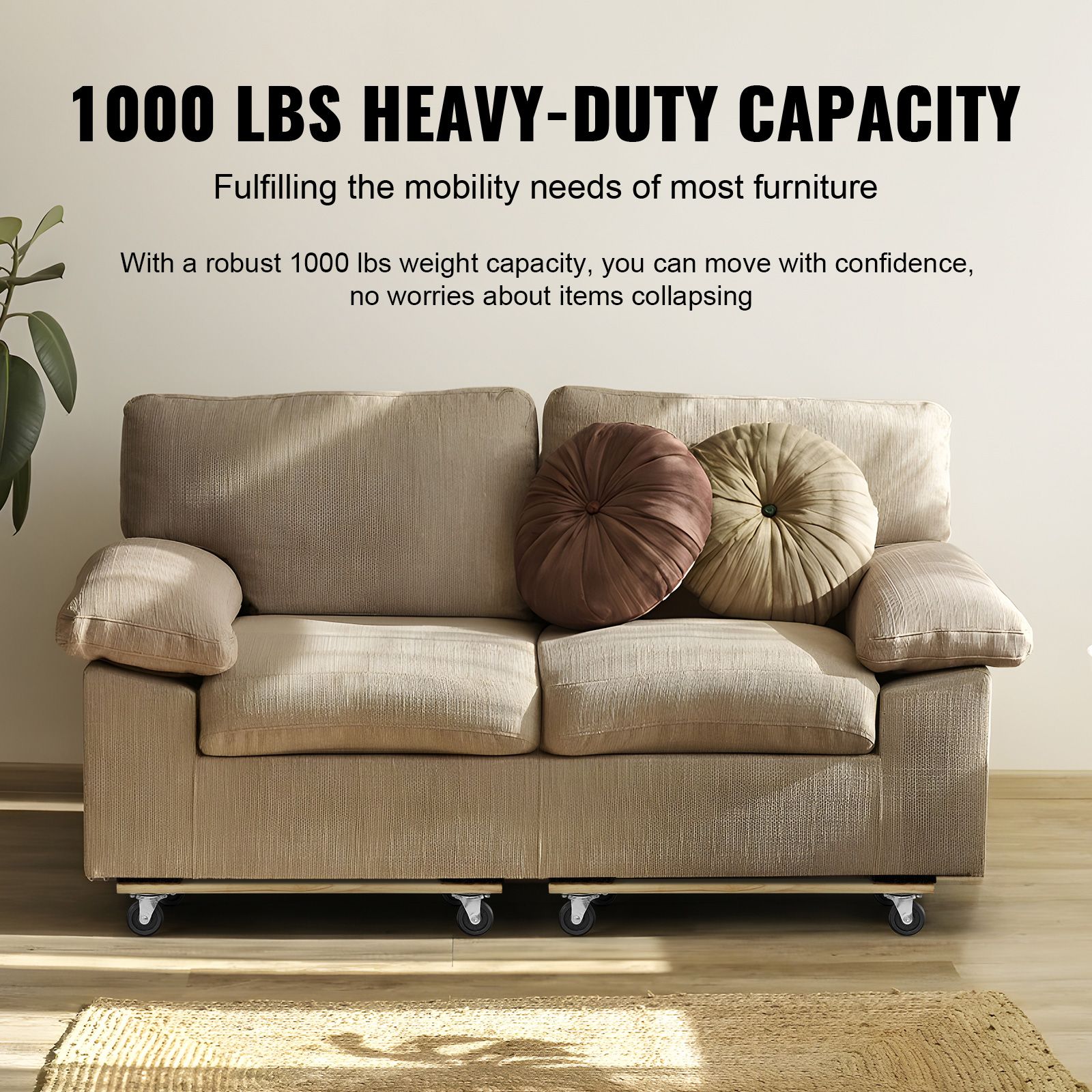 Furniture Dolly, 454kg Each Load Capacity, 2 Packs, 457.2x762mm, 8x76mm PP Swivel Casters, Heavy Duty Hardwood Furniture Moving Dolly, Mover's Dolly, Moving — image 6