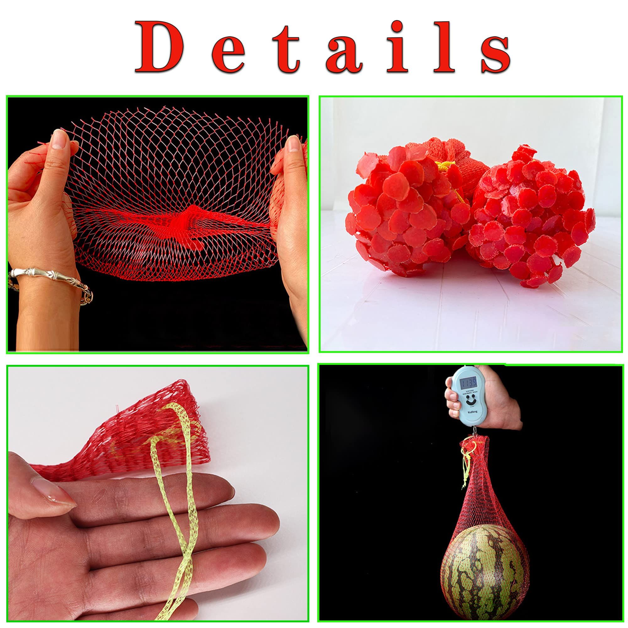 100 pc Thicken Melon Nets Watermelon Nets Melon Cradle Hanging Watermelon Nets Bags Melon Hammocks Fruit Mesh Bag with Drawstring — image 5