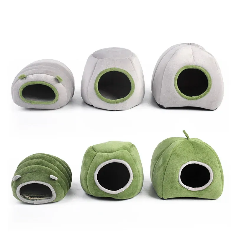 Soft Small Animal Guinea Pig Cozy Warm Pet Tent Hamster House Hideout Cave Bed - Grey-Pyramid — image 3