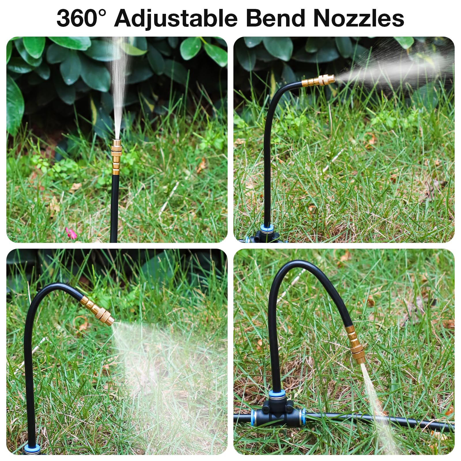 50Ft 1/4" Drip Irrigation System,Garden Irrigation Kit with 12pcs 360° Adjustable Copper Nozzles,Automatic Watering System for Outdoor,Raised Bed,Potted — image 2