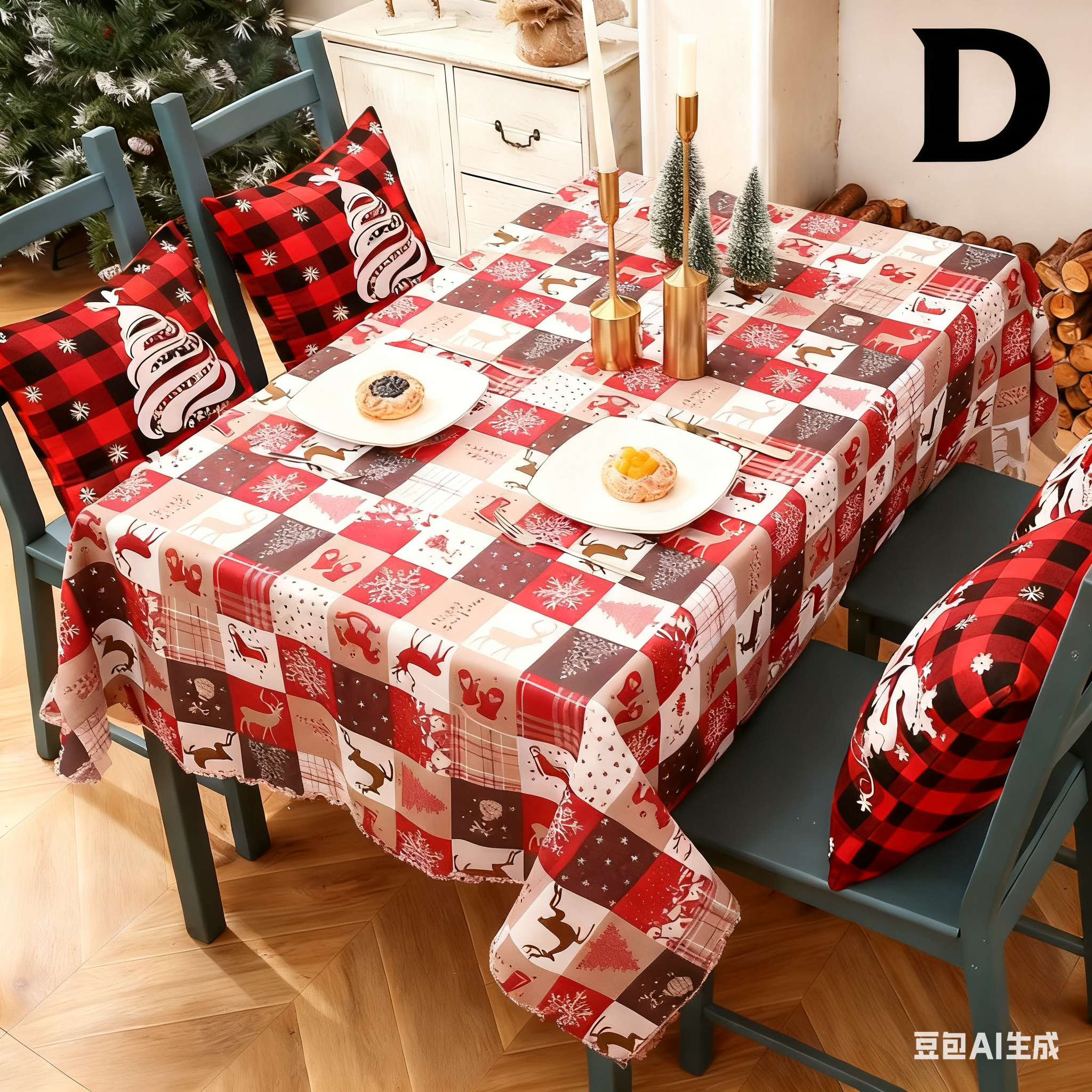 Christmas gift Christmas Tablecloth - Festive 180x150cm Table Cover for Holiday Dining & Home Decor(B) — image 3