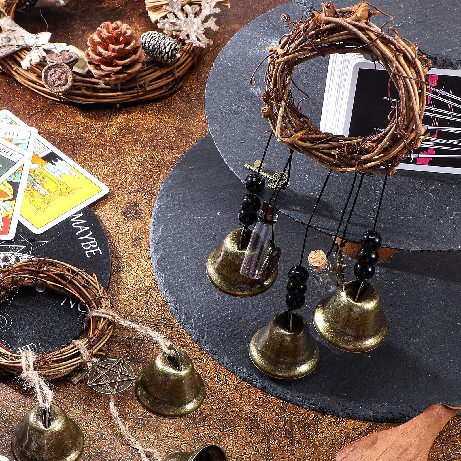 2pc Witch Bells Protection Door Hangers Witch Wind Chimes Wreath Handmade Hanging Witch Bells Wiccan Magic Wind Chimes — image 4