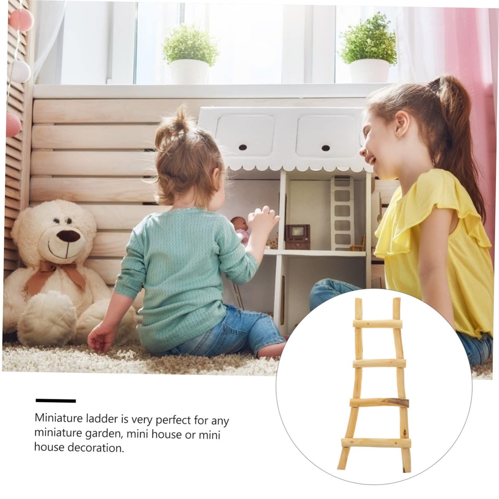 Miniature Wood Ladder Outside Furniture Doll House Furniture Log Wooden Miniatures Miniature Ladder Model — image 5