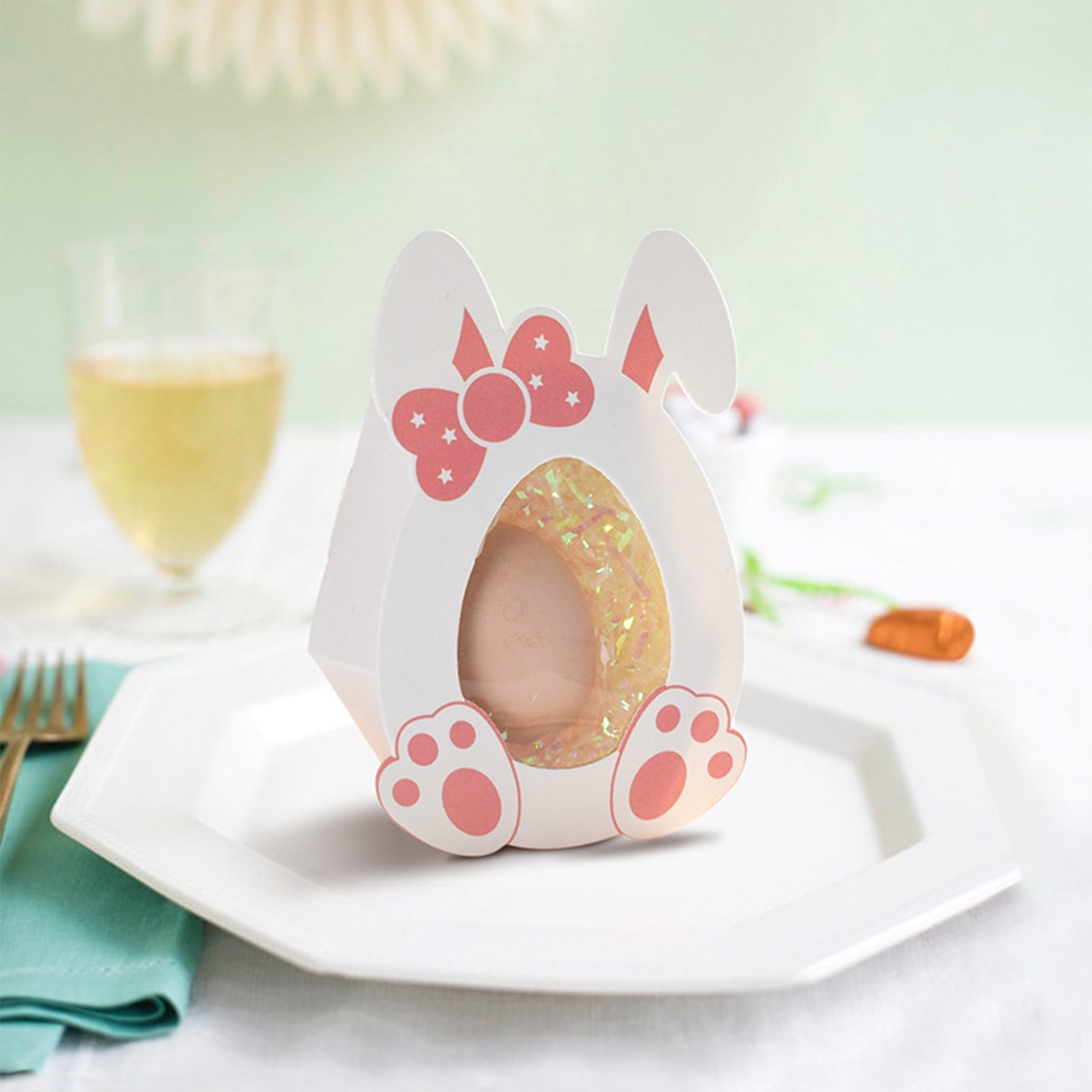 10 Pcs Easter Treat Boxes with Clear Window Cardboard Box Bunny Bags Rabbit Box Spring Holiday Paper Container for Cookie Goodie Candy Favors Pink โ image 3