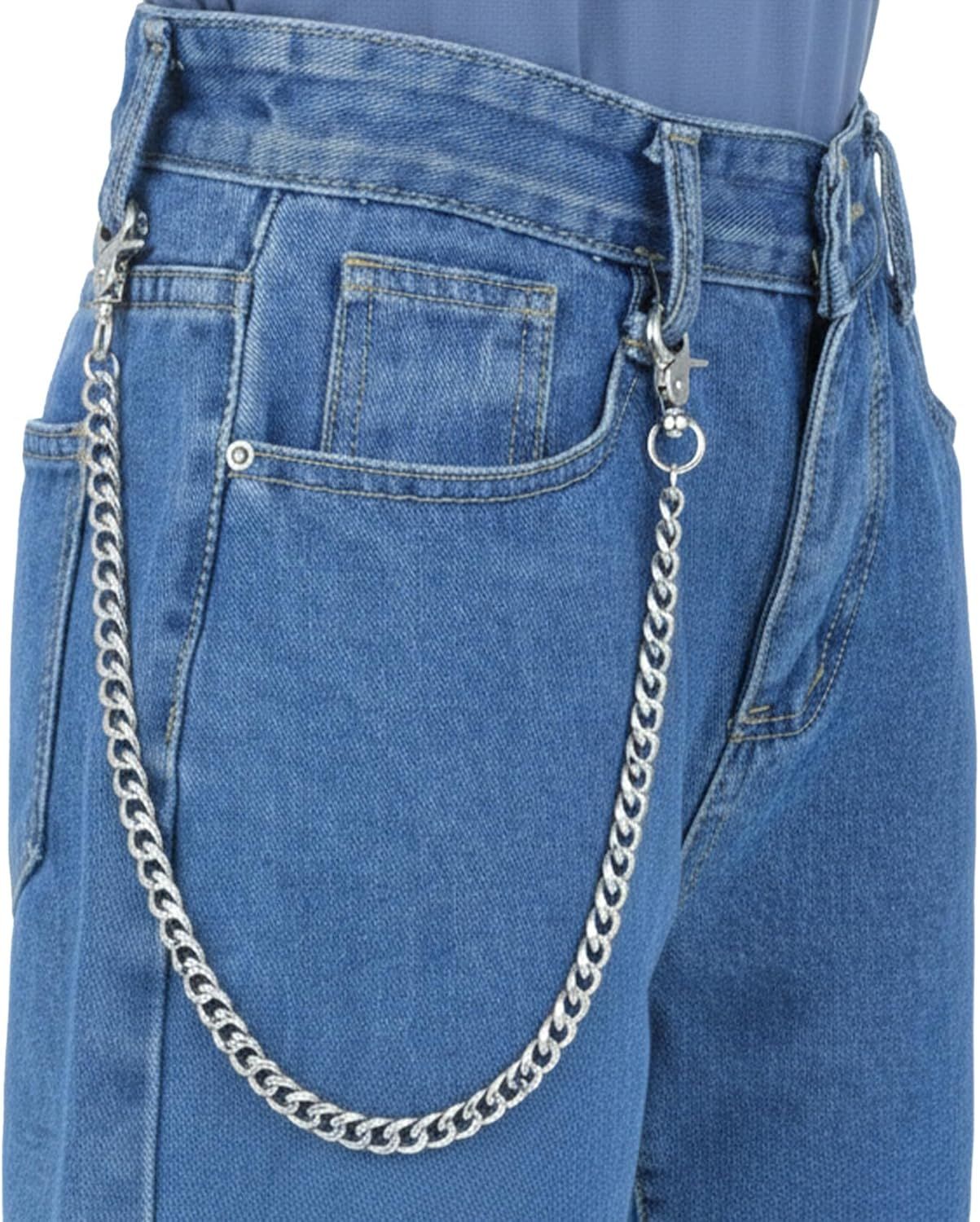 Pants Chain, Silver Durable Pants Chain Belt Wallet Chains for Men & Women Heavy Duty Metal Biker Clothing Jeans Chains Perfect for Jeans, Hip-Hop Punk Style