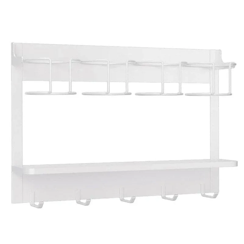 Magnetic Mug Organizer Cup Holder Wall Mount Storage for Kitchen Office Home Use - White