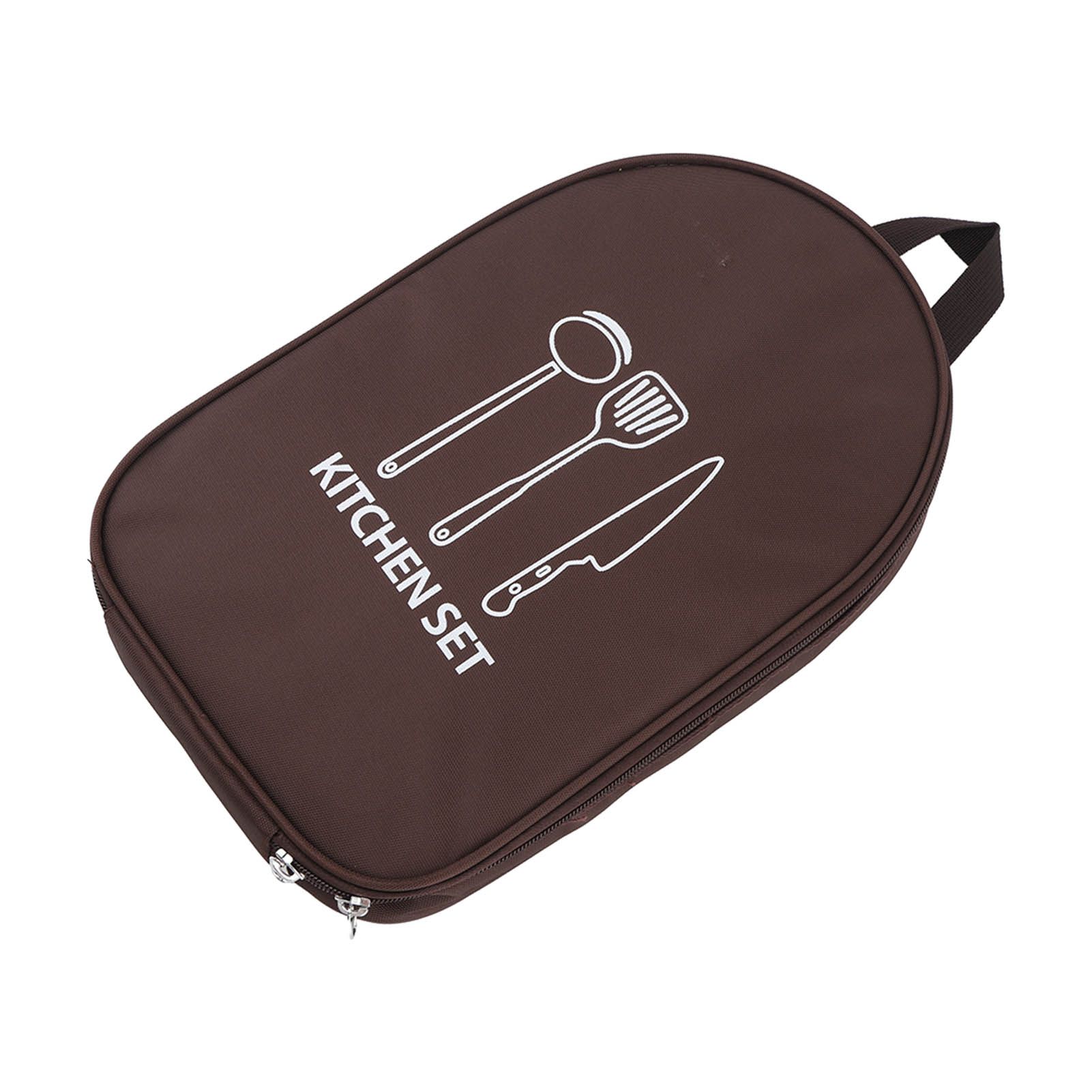 Camping Utensil Bag Canvas Cookware Knife Storage Bag Portable Tools Travel Bag for Outdoor BBQ Brown โ image 3