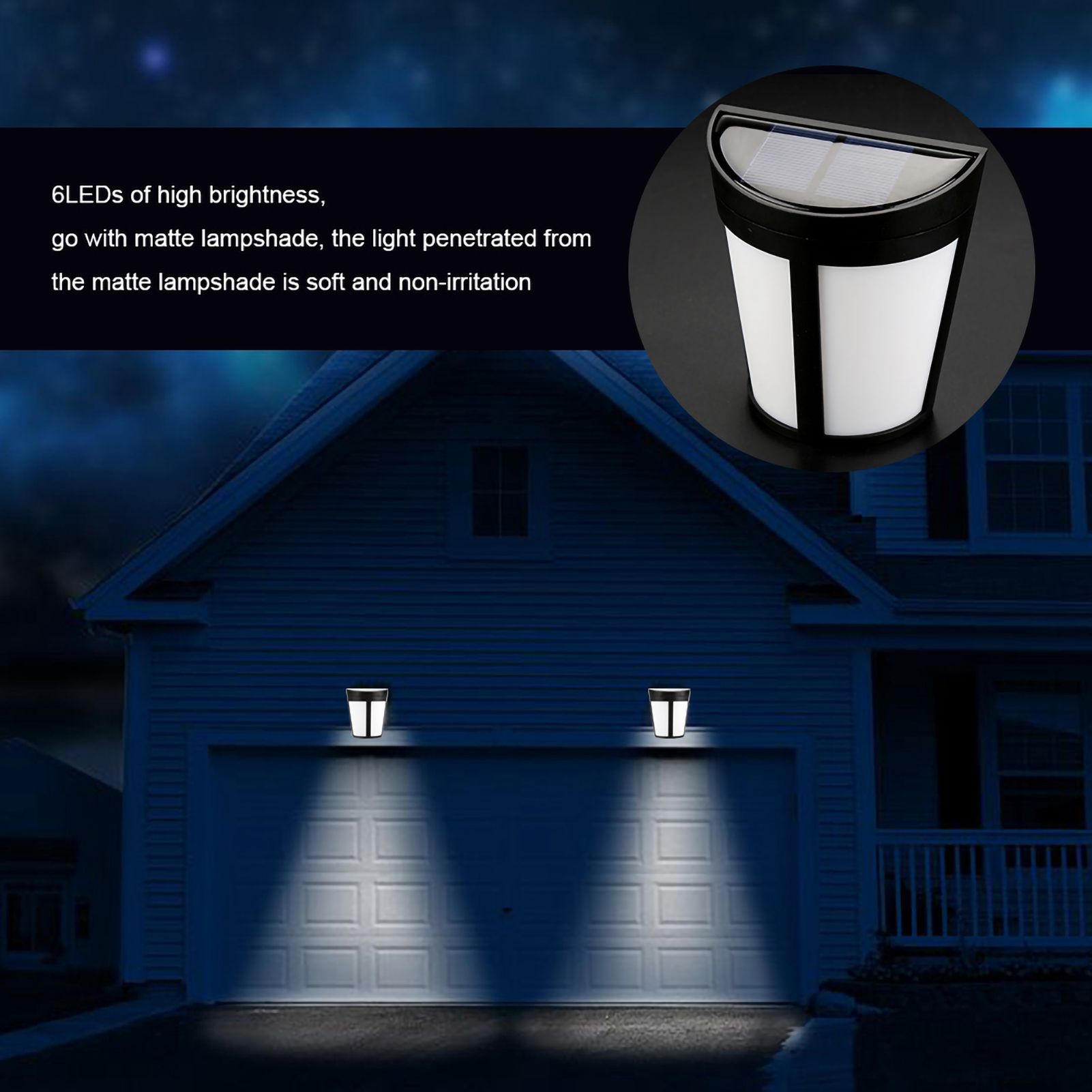 Solar Powered Wall Mount Light Outdoor Garden Landscape Fence Yard Lamp Pure White — image 4