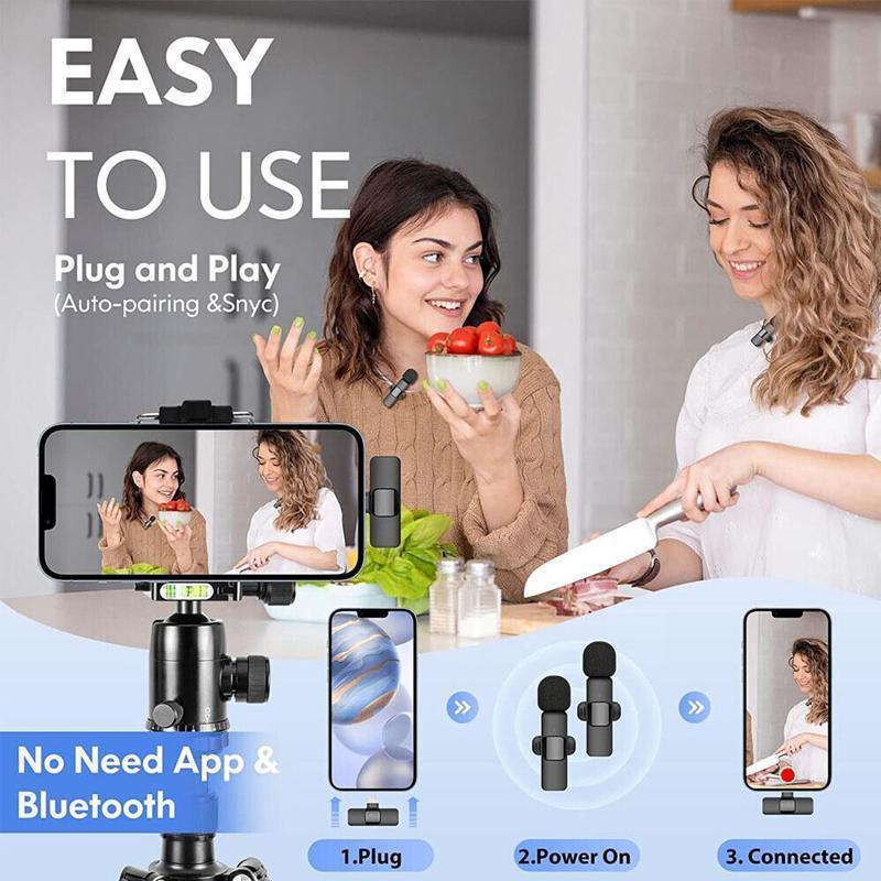 Wireless Lavalier Microphone Mini Mic For Android iPhone iPad Vlog Live Stream - Type-C (Two Microphones) — image 4