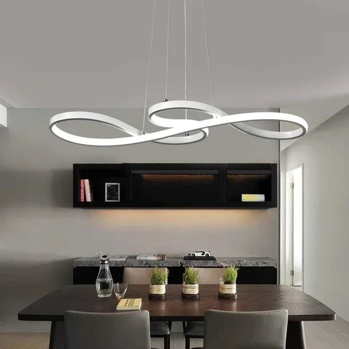 BAMDECOR A022 Modern Designer Infinity LED Chandelier Island Ceiling Pendant Light (120/150cm-Silver) — image 3
