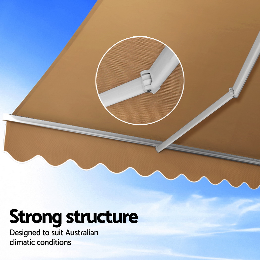 Instahut Retractable Folding Arm Awning Manual Sunshade 2.5Mx2M Beige — image 4