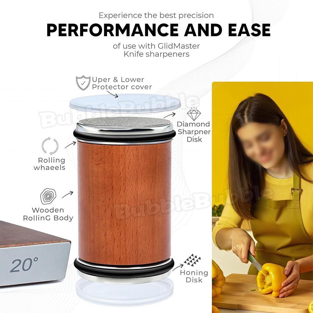 Knife Sharpener Roller Edge Sharpener Diamond Whetstone Kitchen Knife Sharpener - Brown - Size 01 โ image 2