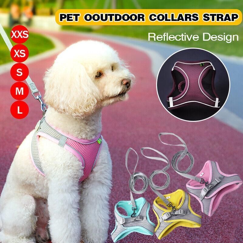 Pet Dog Harness Adjustable Reflective Breathable Outdoor Collars Strap Cat Leash Yellow - S — image 2