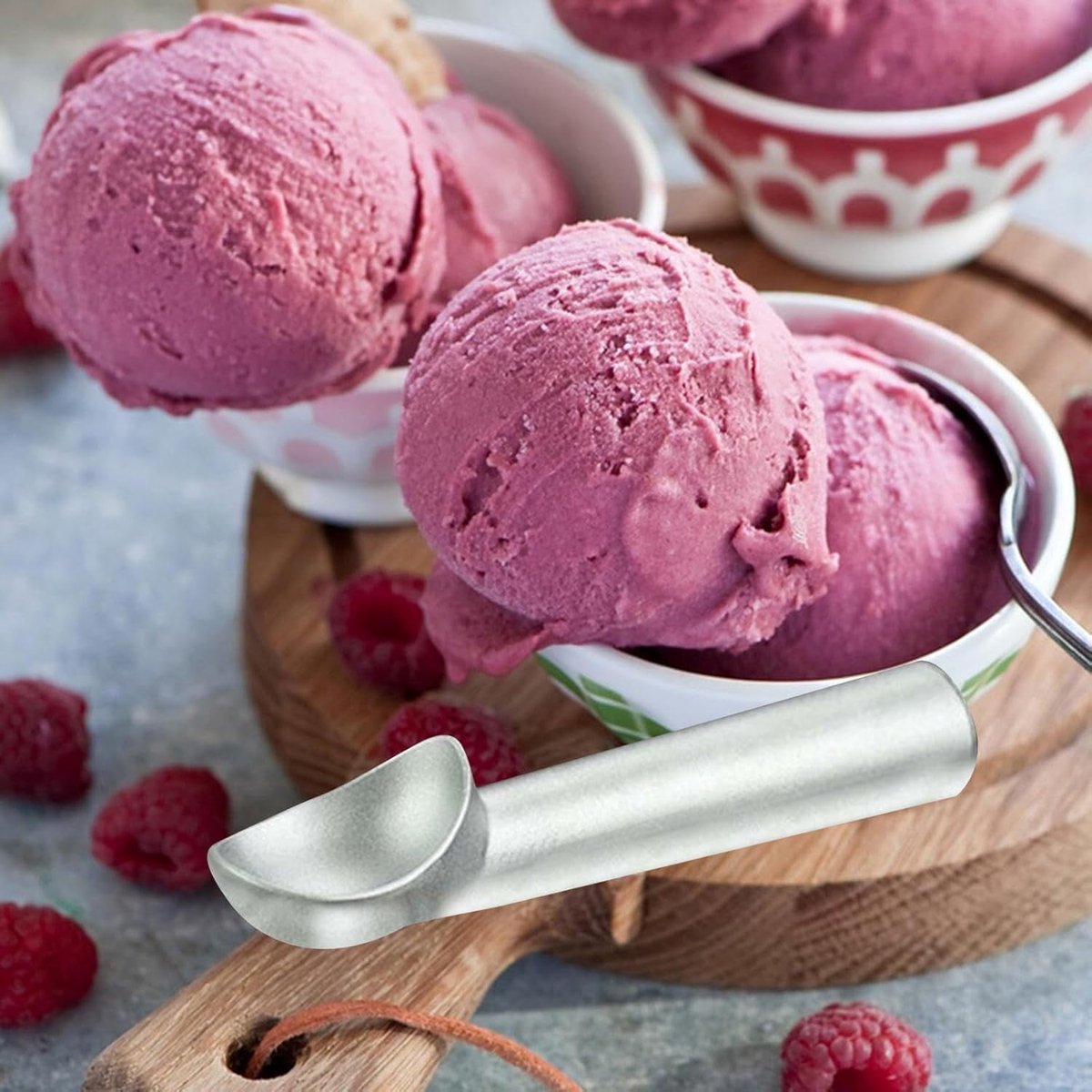 Ice Cream Scoop - Non-stick Aluminum Liquid-Filled Heat-Conducting Handle - Professional Restaurant Bar Ice Cream Scoop - Gray โ image 2