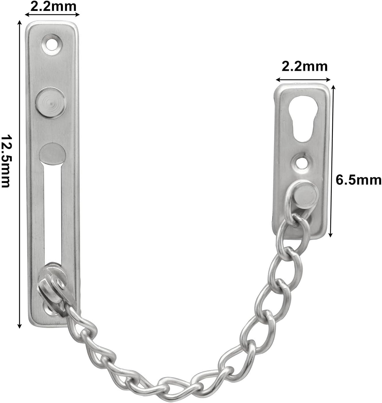 Heavy Duty Door Chain Lock with Mounting Screws, Stainless Steel Door Chain Guard for Front Doors, Pet Safe (Silver, 2 Pack) — image 3
