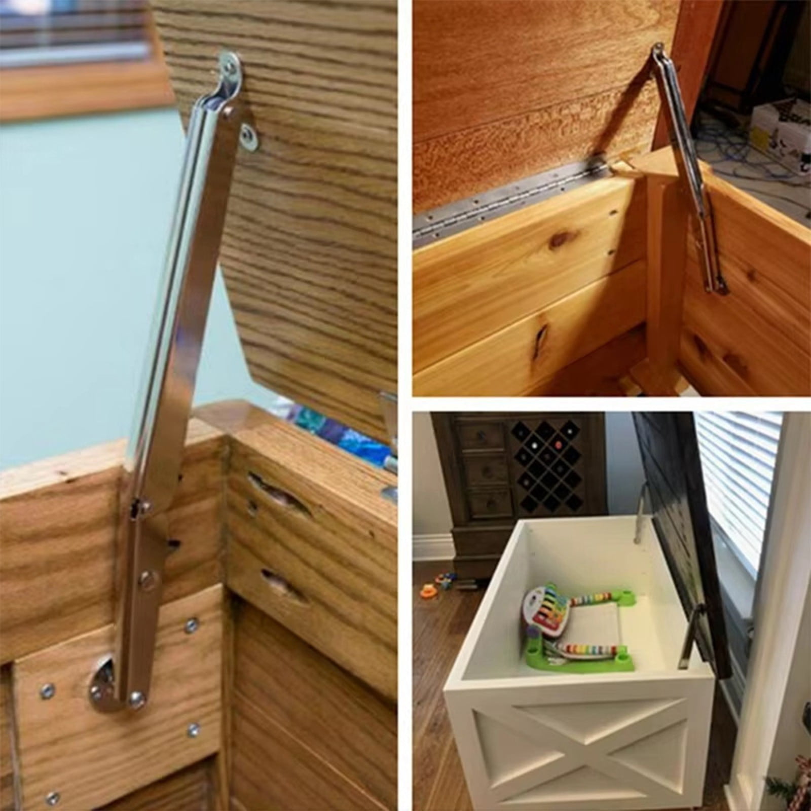 2PCS 100N Box Hinges Soft Close, Lid Support Hinge Soft Close Toy Box Hinges, Soft Close Hinges for Toy Box, Soft Close Cabinet Hinges and Slow Closing Lid
