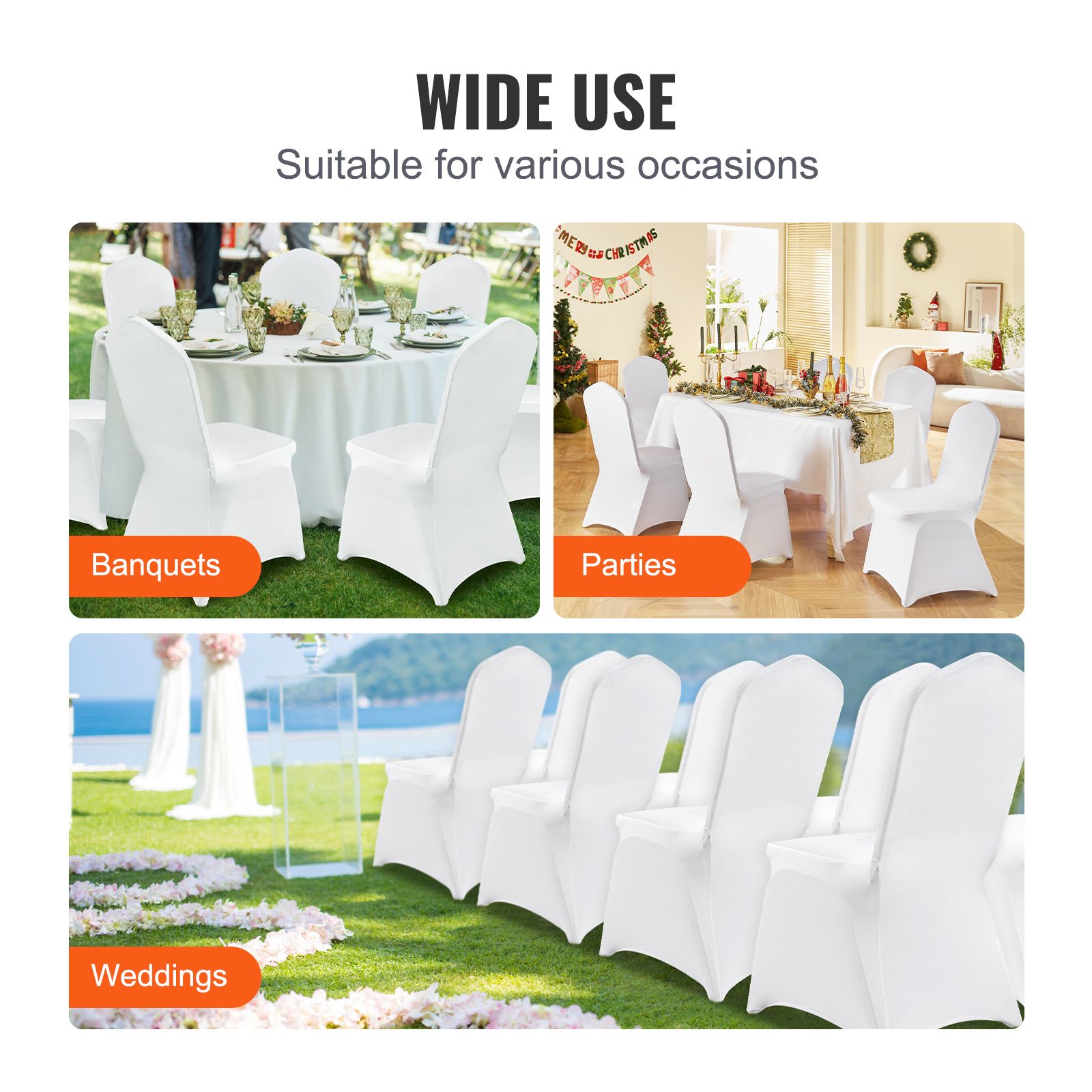 Stretch Spandex Folding Chair Covers, Universal Fitted Chair Cover, Removable Washable Protective Slipcovers, for Wedding, Holiday, Banquet, Party — image 6