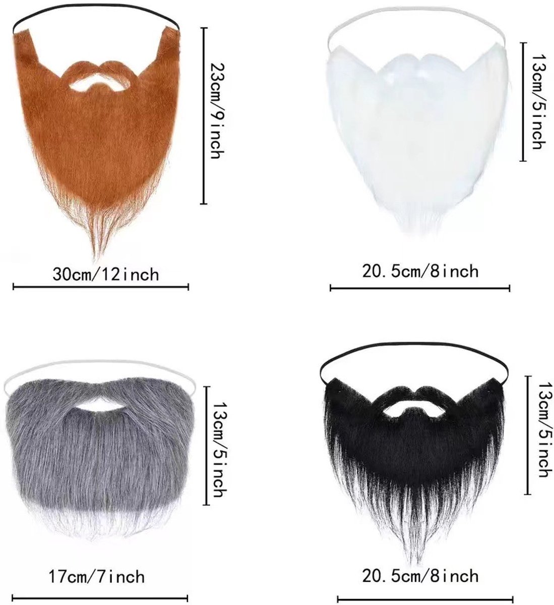pieces - Fake beard - artificial beards - fake beards for parties - Halloween beards - Santa beards - adjustable elastic rope moustache props - role-playing — image 5