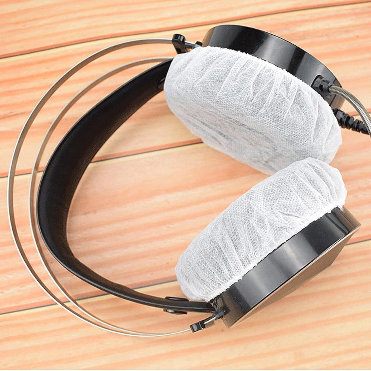 Elastic Headphone Hygiene Cases - 100 pieces - non-woven fabric headphone covers - replacement headphone hygiene cases - elastic stretch - universal - cover — image 5