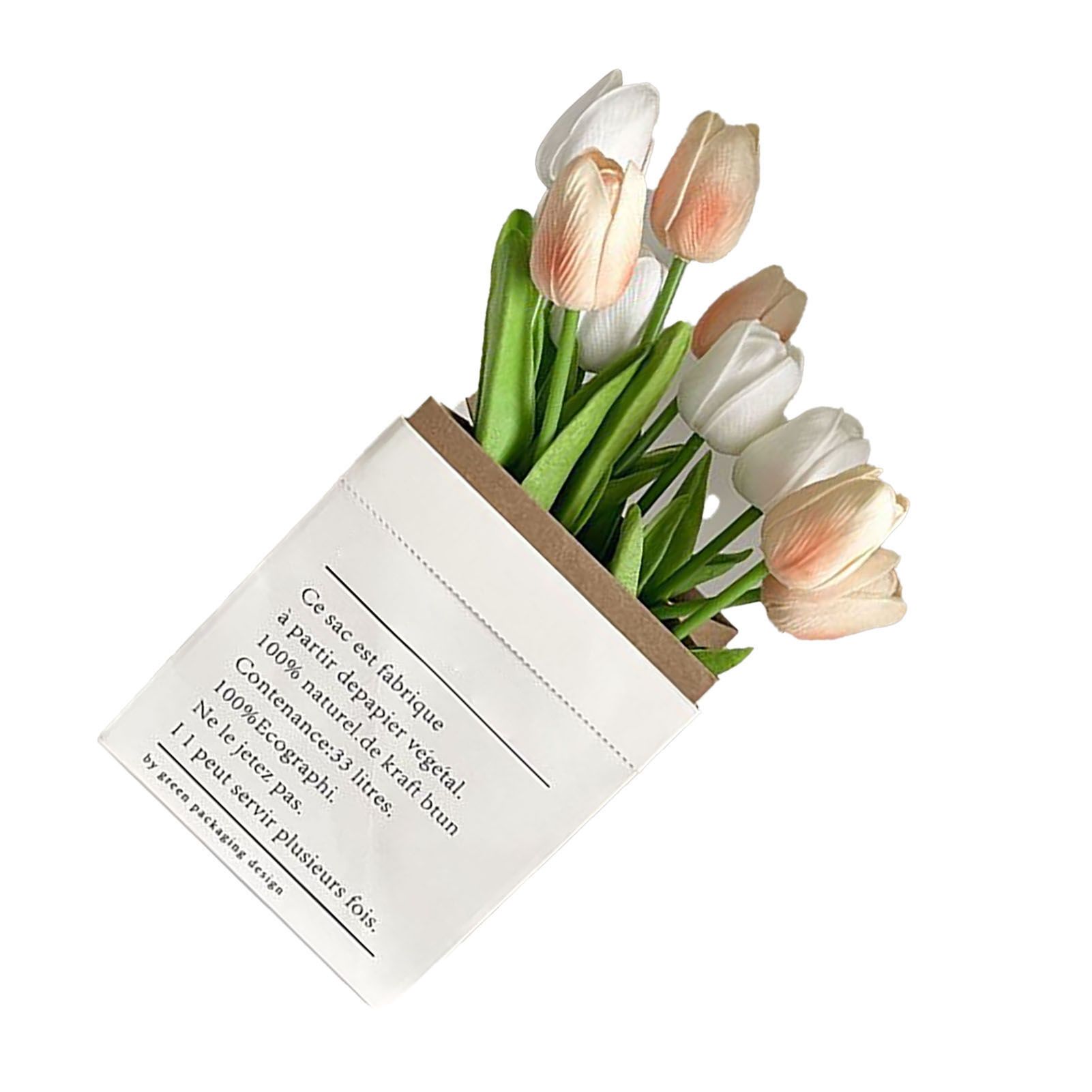 Artificial Flowers Tulipa Style Fine Details Colorfast Vibrant Colors Plastic Flowers for Office Living Room Photography White and Champagne โ image 4