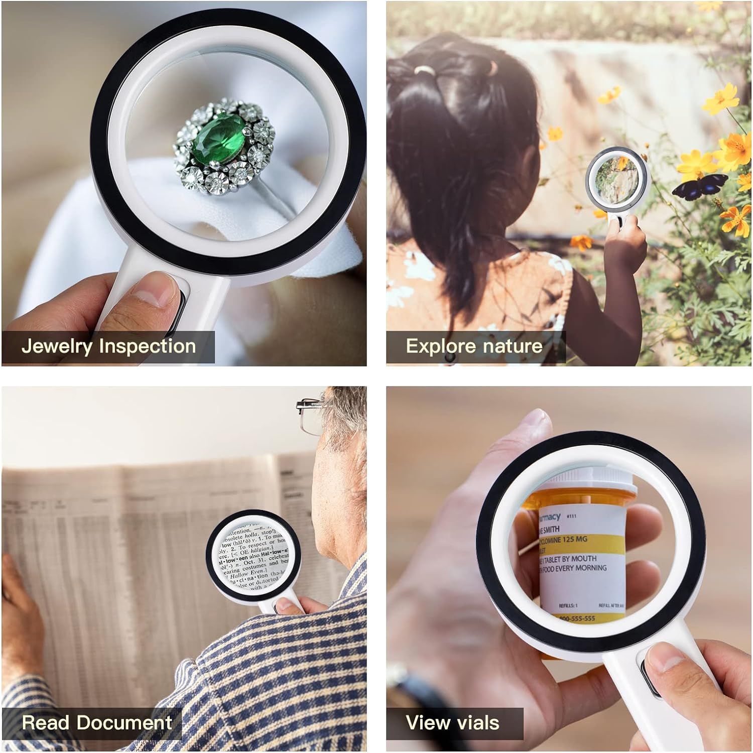 Magnifying Glass with Light, 30X Handheld Magnifying Glass, 12 LED Illuminated Lighted Magnifier for Low Vision Seniors Reading — image 4
