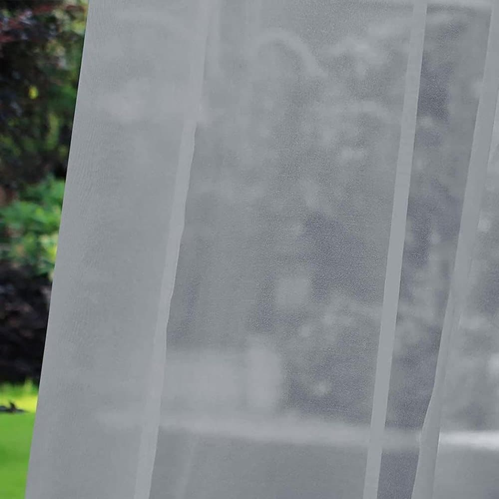 1 Pair Water Resistant Sheer Eyelet Curtains for Outdoor, 140x250cm, Gray — image 6