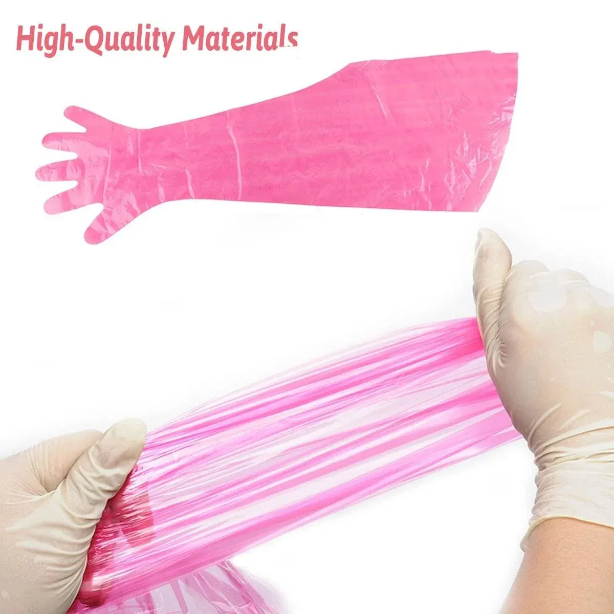 50pcs Clear Long Arm Glove Plastic Farm Glove Disposable Vet Glove Midwifery — image 5