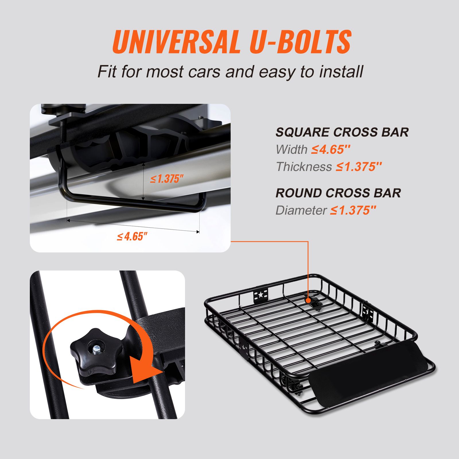 Roof Rack Cargo Basket 200 LBS Capacity 46"x36"x4.5" for SUV Truck Cars — image 6