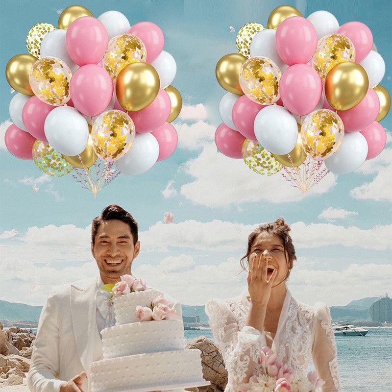 60-Piece 12-Inch Assorted Latex Balloon Set, Heavy-Duty Latex Balloons + Glitter Balloons + Ribbons, Birthday Party & Wedding Decor Balloons, Multi-Color — image 3