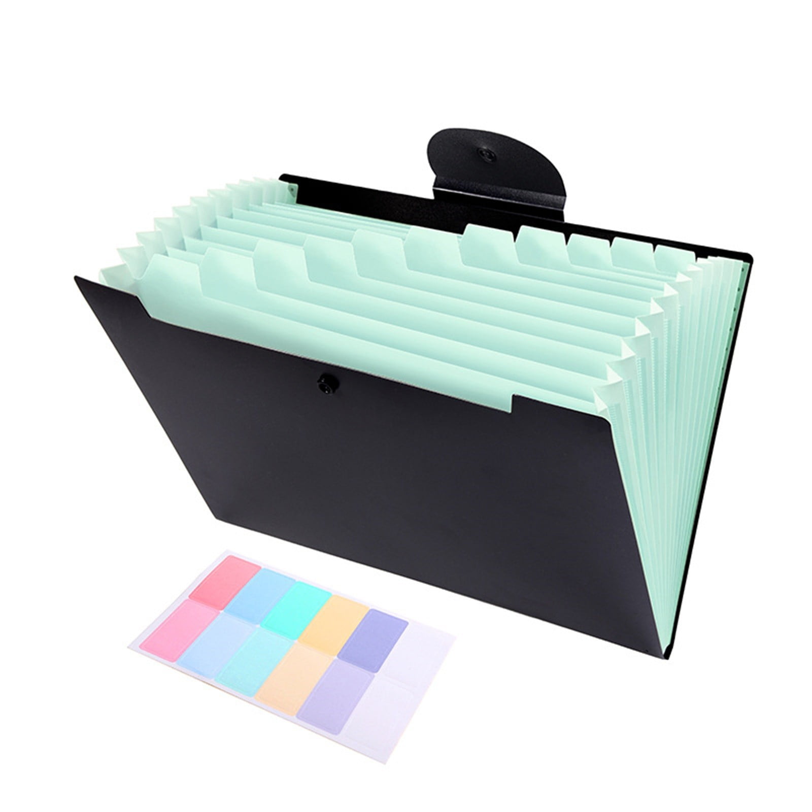 Accordion File Organizer Expanding File Folder with 12 Pockets Portable Receipt Paper Bill Document Organizer Letter/ Size Filing Folder Schǒ-ǒl Black H — image 2