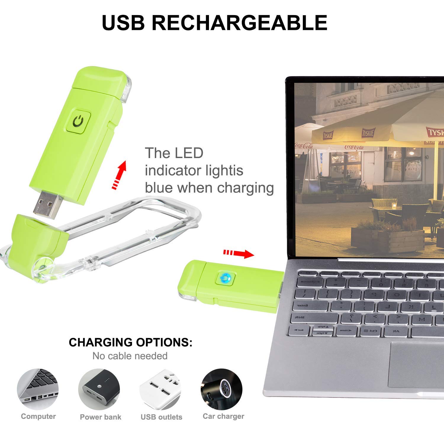 Rechargeable LED Book Light with Dimmable Warm White & Amber Modes – USB-Powered Clip-On Reading Lamp for Books, Sheet Music & Travel (Green) — image 2