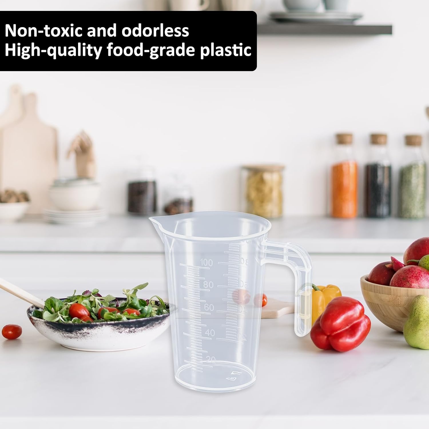 Plastic Measuring Beaker, 4 Pcs Liquid Measuring Cups, 100 ml Unbreakable Graduated Beakers with Handle and Spout, Transparent Clear Precise Markings for — image 4