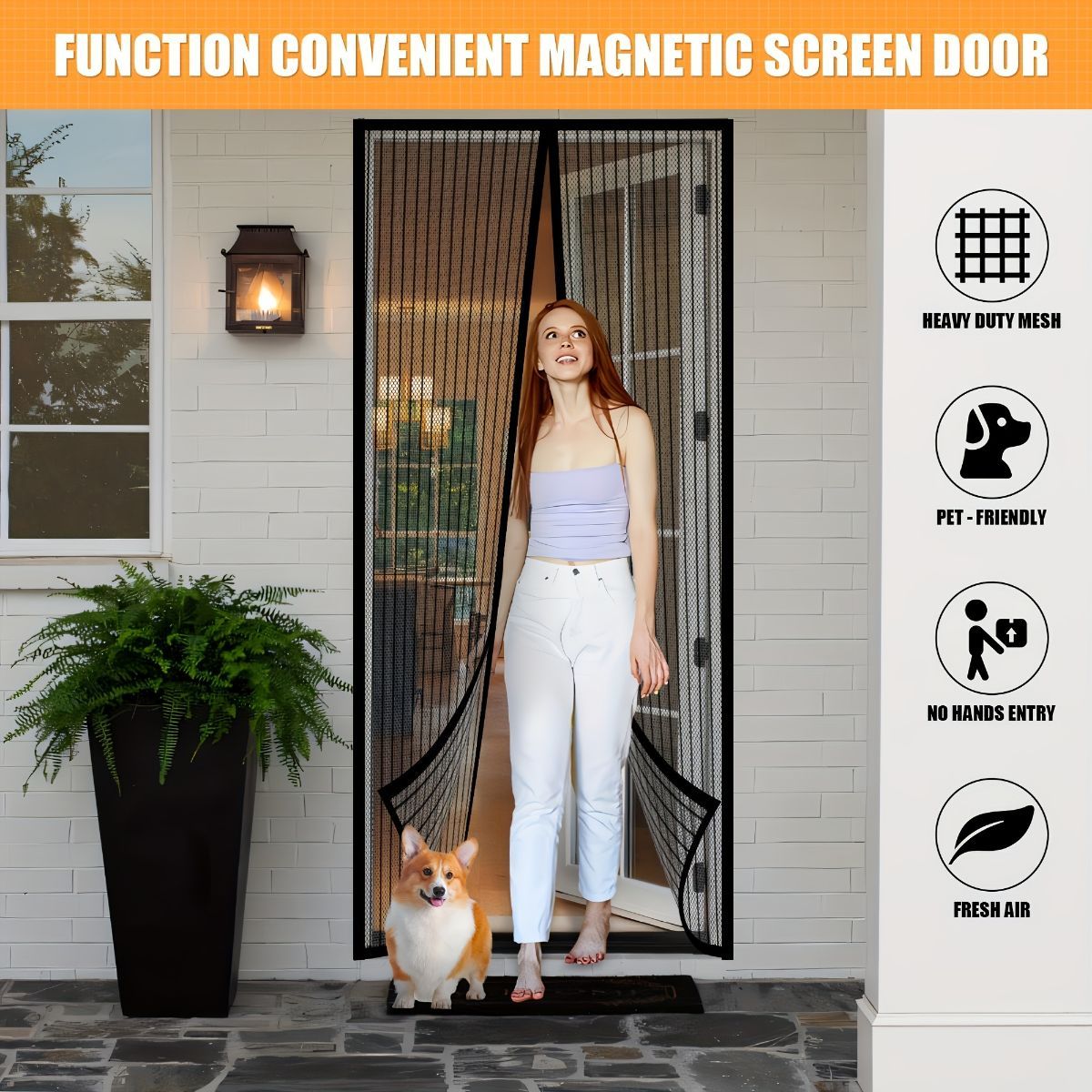 Magnetic Screen Door Self-Sealing Mesh Curtain Heavy-Duty Screen Door Insect - White - Size 120-210cm โ image 5