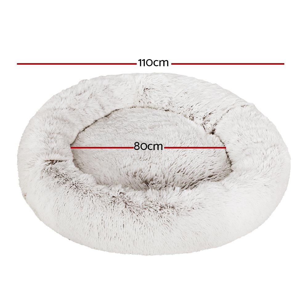 i.Pet Pet Bed Dog Cat 110cm Calming Extra Large Soft Plush White Brown โ image 2