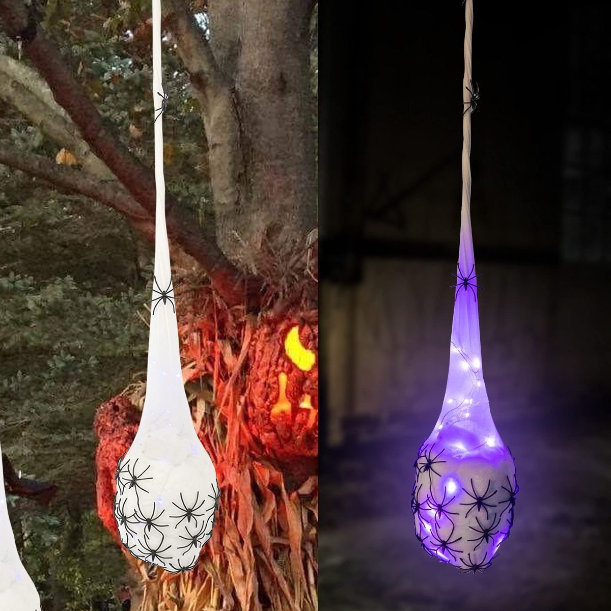 3.2FT Halloween Decoration Hanging Light Up Spider Egg Sacs 3 Packs, Sacks Props for Halloween, Birthday Indoor Outdoor D — image 4