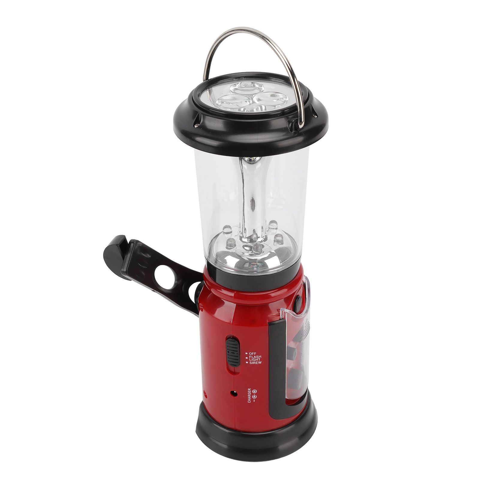 Radio Lantern Hand Crank USB Rechargeable Multi Functional AM FM Emergency Radio LED Flashlight for Camping Hiking Red — image 6