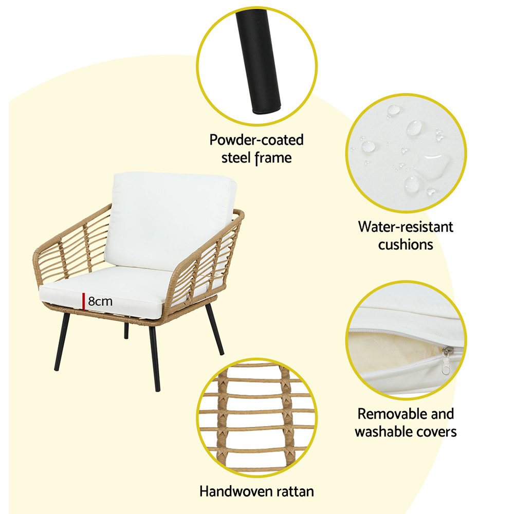 Gardeon 4-Piece Outdoor Sofa Set Rattan Lounge Setting Table Chairs โ image 5