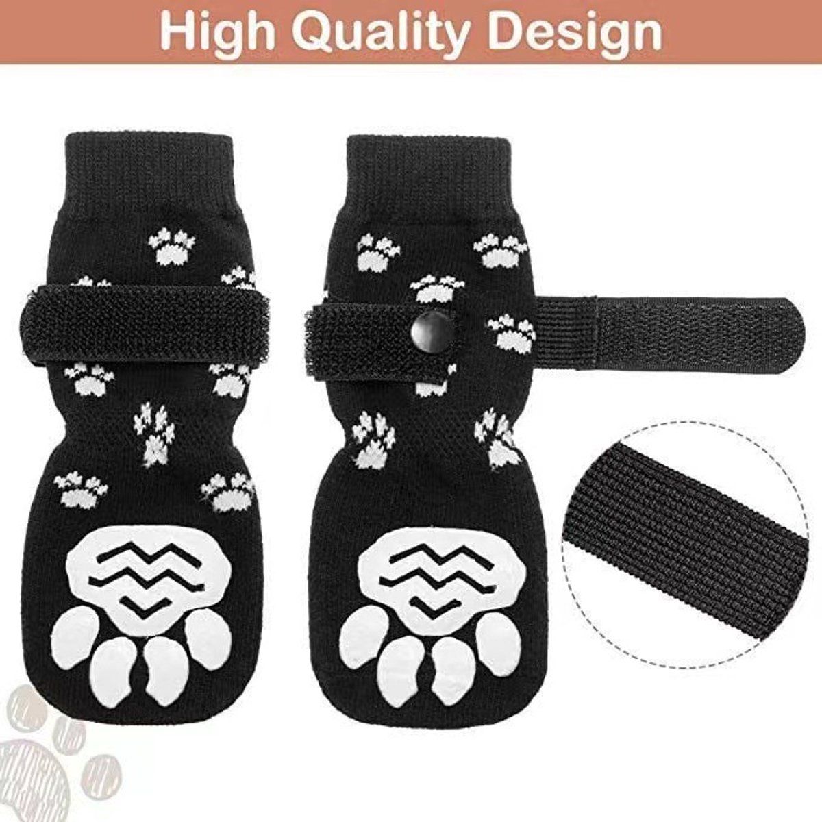 4 Pieces, Dog Socks, Anti-Slip Paw Protector Shoes with Elastic Strap for Indoor Floors and Pet Paw Care, Size L, 18.5 cm, Black — image 5