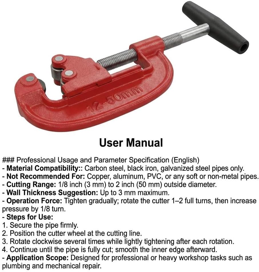 Heavy Duty Pipe Cutter, 1/8-inch to 2-inch Steel Pipe Cutter — image 2