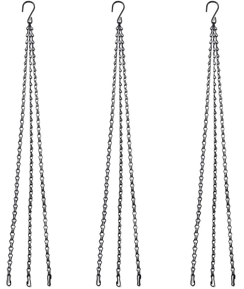 3-Pack Hanging Chain Set, Replacement Chain, Metal, Hanging Basket, Chains, Garden, Flower Pot, Plant Hanger with Clips and Hooks for Bird Feeders — image 2