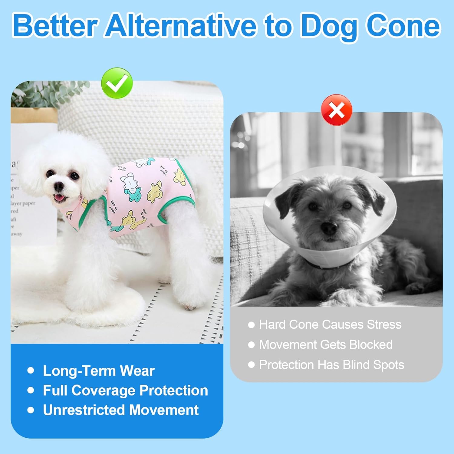 Recovery Suit for Dogs After Surgery, Breathable Dog Onesie Surgical Spay Suit for Female Dogs, Cute Dog Surgery Recovery Suit — image 4