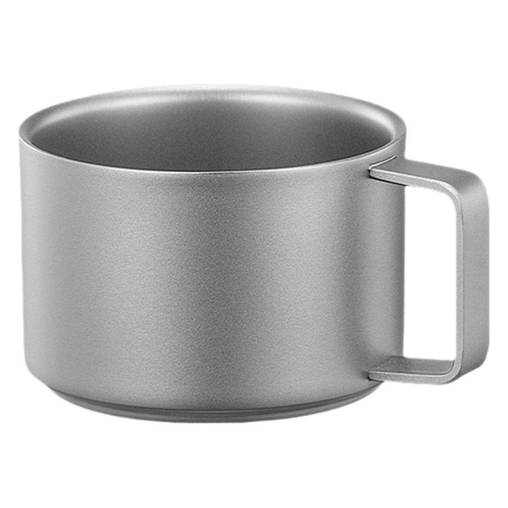 Titanium Double Wall Stacking Mug, Titanium Mug for Camping & Outdoors, Heat-Resistant Handle (100ML)