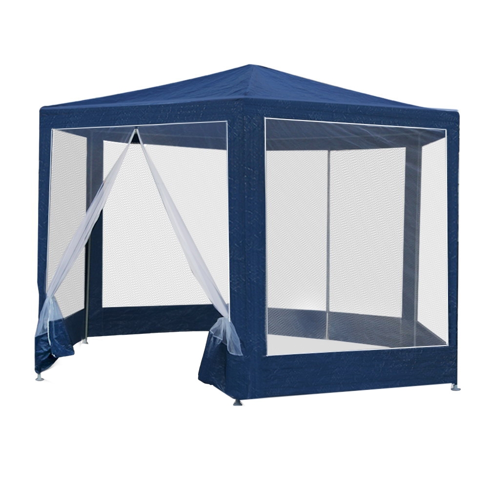 Instahut Gazebo?2x2m Marquee Wedding Party Tent Outdoor Camping Mesh Wall Canopy Shade Gazebos Navy — image 3