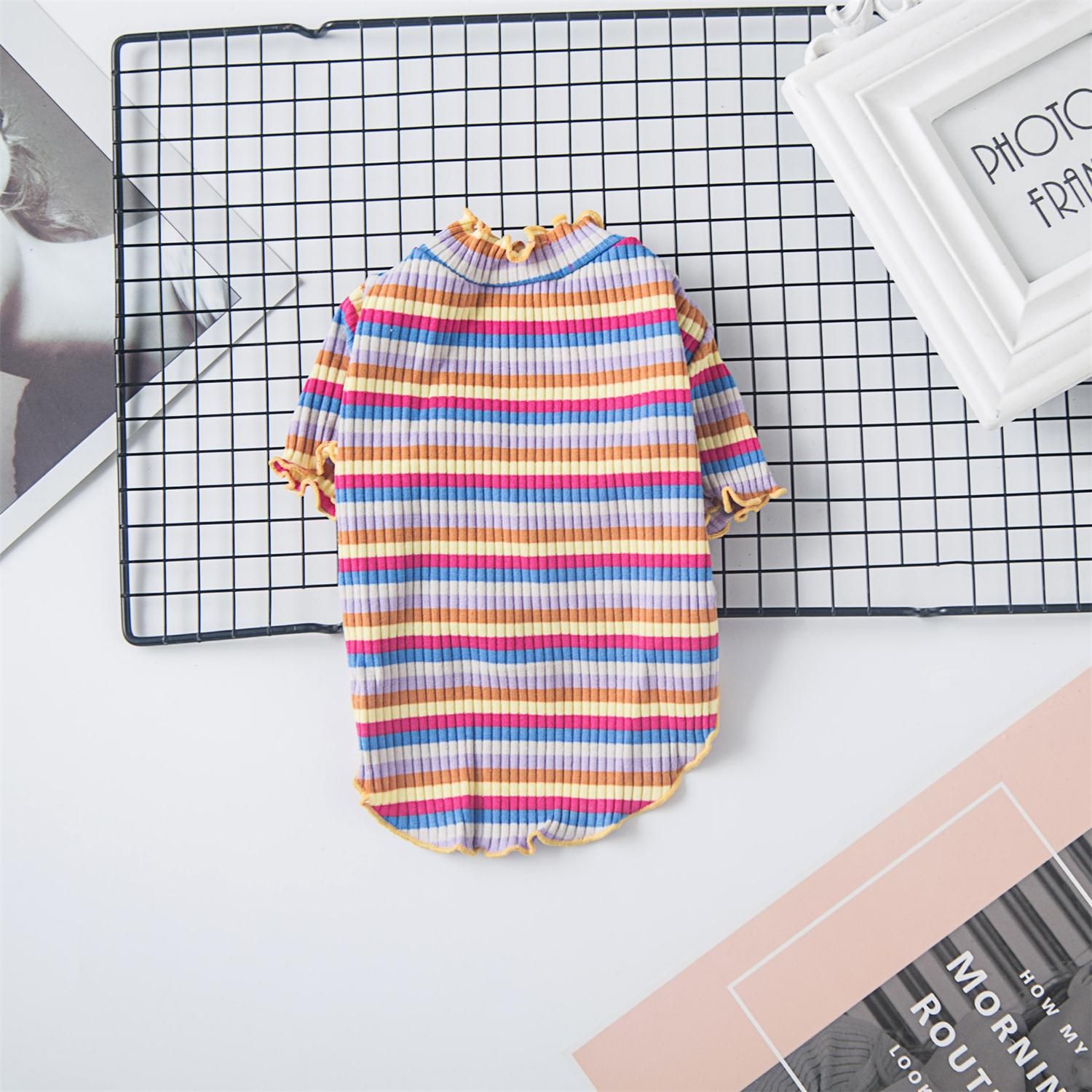 Pet Clothes Rainbow Pattern Small Dog Shirt Rainbow Undershirt sapphire blue