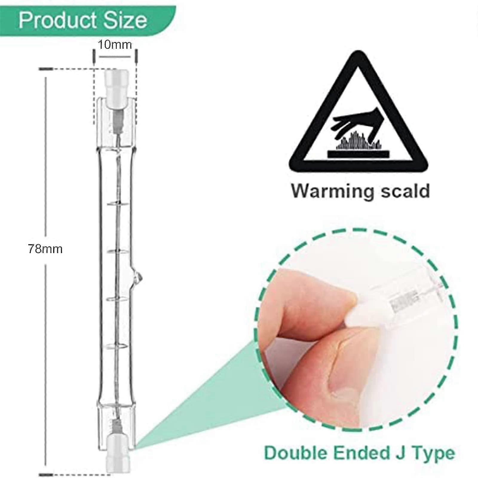 Set of 5 R7s Halogen Bulb 78mm 80w 230v, R7s Halogen Rod 78mm, R7s Halogen Bulb Dimmable Halogen Rod Bulb For Construction Site Floodlights — image 2